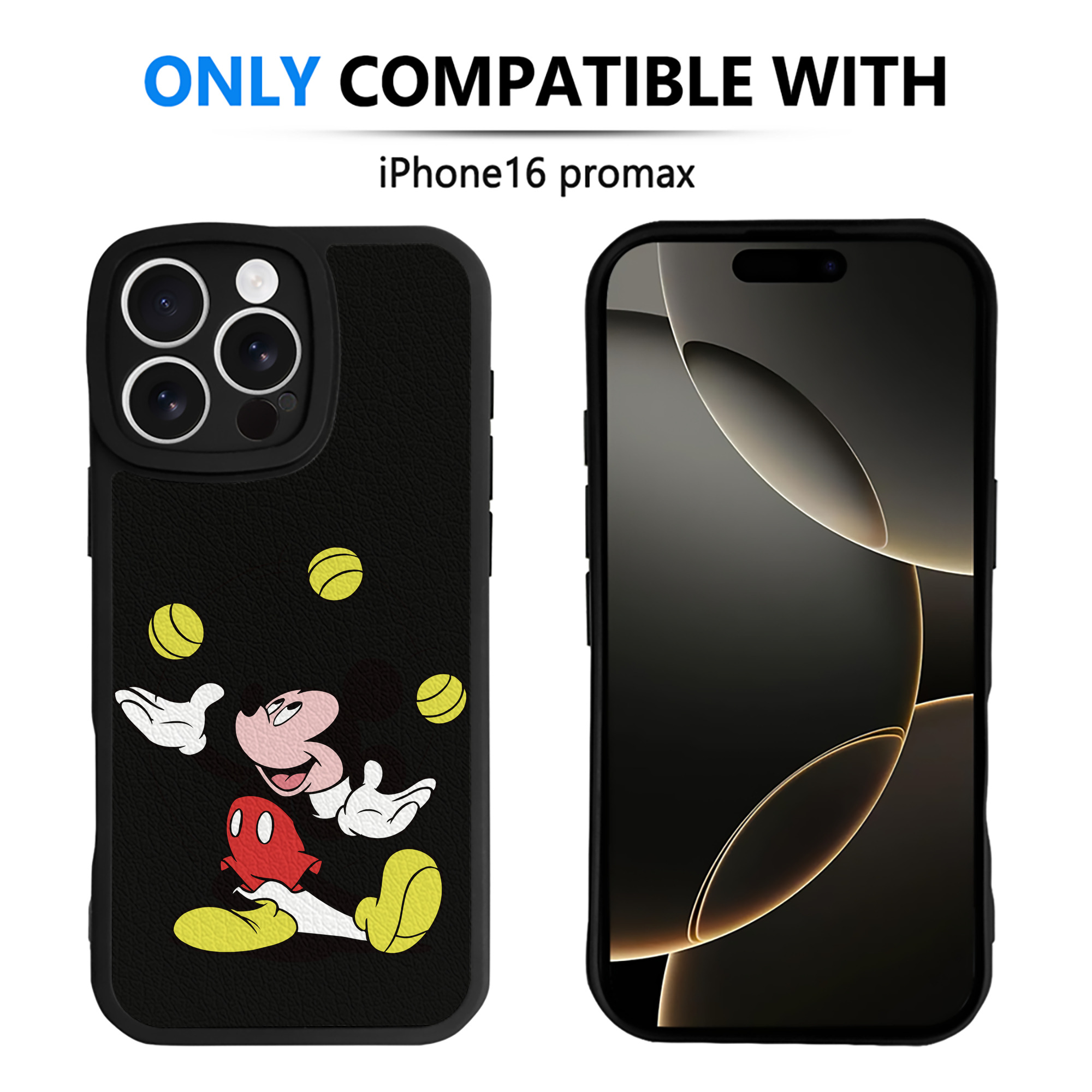 （画像用） ミッキーマウス Mickey Mouse 【iPhone 16シリーズ対応】シリコンスマホケース（レザー調） 材質：シリコン